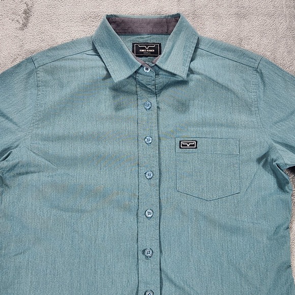 Kimes Ranch Shirt Mens Medium Blue Long Sleeve Western Coolmax Stretch Casual - Picture 4 of 12